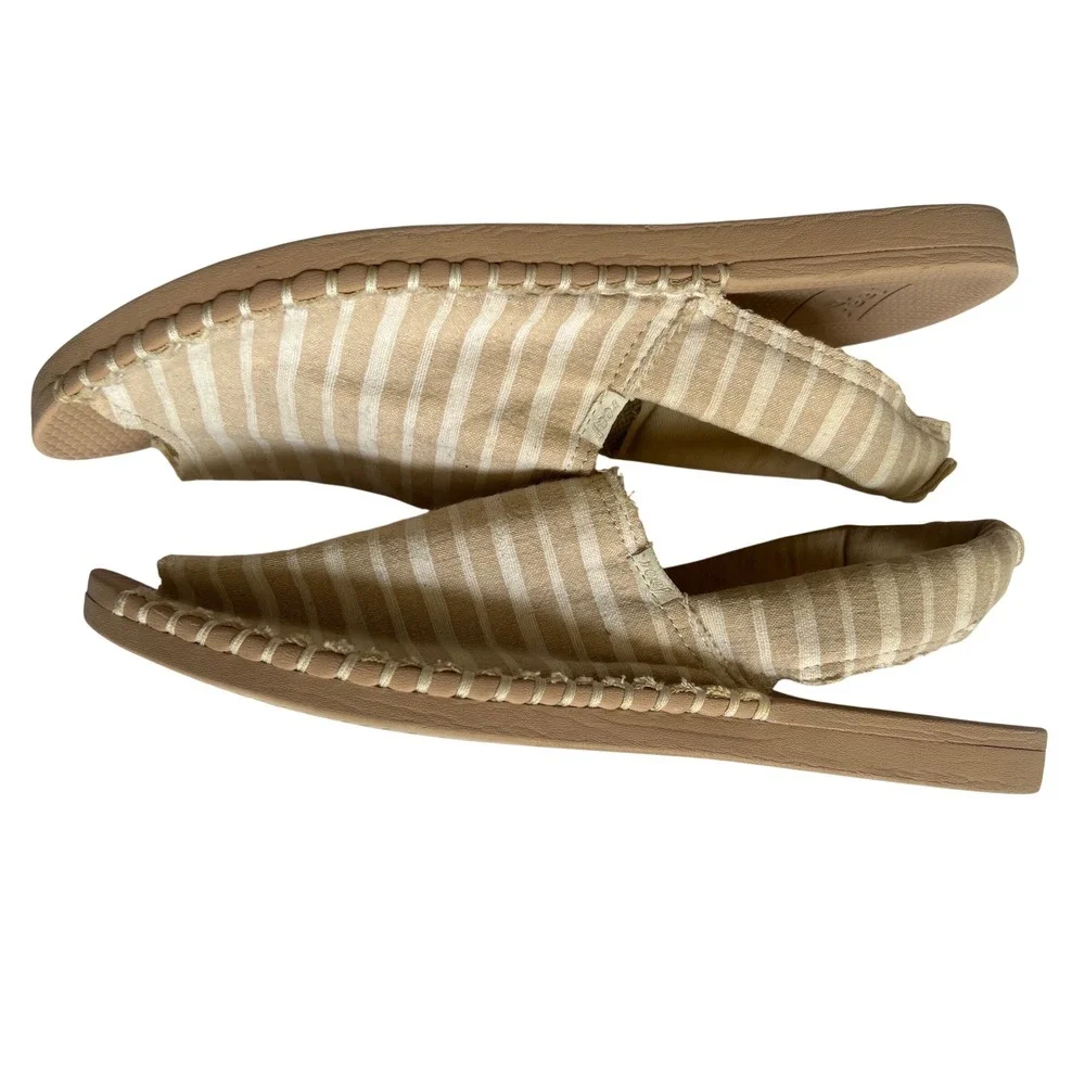 Reef Beige and Cream Striped Espadrille Slide Sandals
